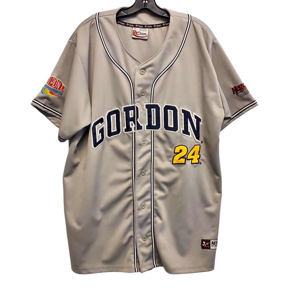 NASCAR Jersey Mens XL Gray JEFF GORDON #24 Spell Out DUPONT Motorsports CHASE